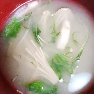 水菜・えのき・しめじの味噌汁